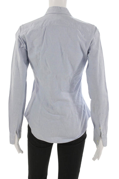 Ralph Lauren Blue Label Women Button-Up Blue Cotton Long Sleeve Size 2
