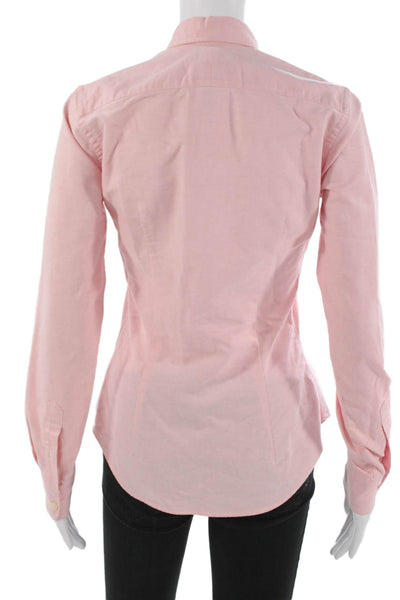 Ralph Lauren Blue Label Women Pink Cotton Collared Long Sleeve Button-Up Size 2