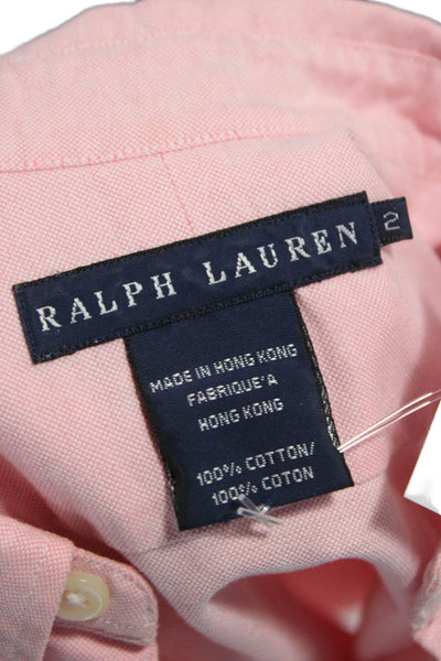 Ralph Lauren Blue Label Women Pink Cotton Collared Long Sleeve Button-Up Size 2