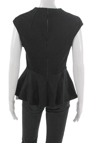 Cable & Gauge Womens Peplum Blouse Black Cowl Neck Sleeveless Zip Size S