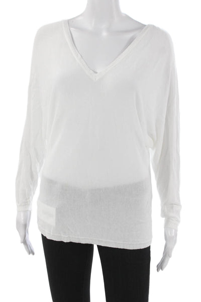 Feel The Piece Women Pullover Sweater White V Neck Long Sleeve Size One Size