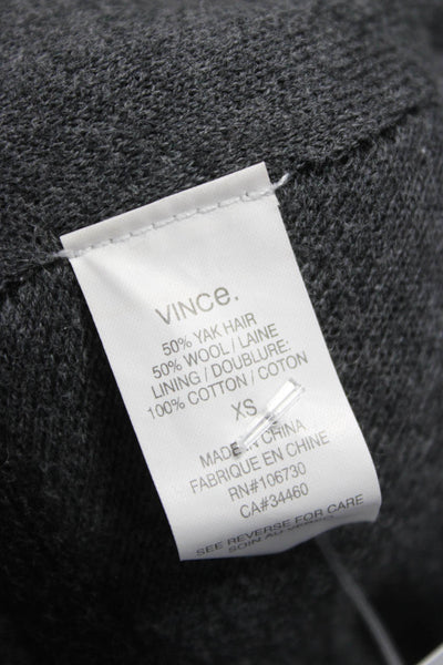 Vince Womens Gray Yak Hair V-Neck Long Sleeve Cardigan Size XS