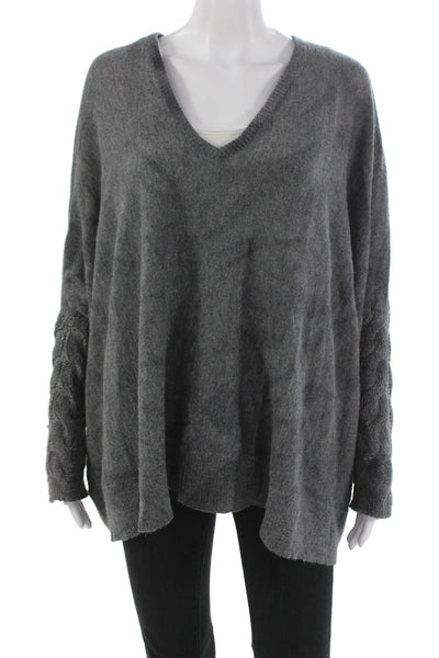 Young Fabulous & Broke Women Pullover Gray VNeck Wool Alpaca Long Sleeve Size S