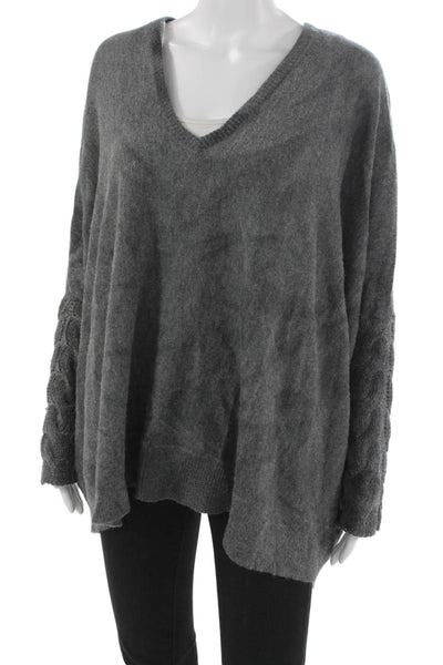 Young Fabulous & Broke Women Pullover Gray VNeck Wool Alpaca Long Sleeve Size S