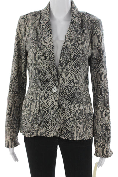 Michael Michael Kors Womens Basic Jacket Black Animal Print Size 6