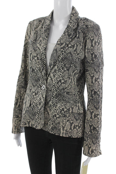 Michael Michael Kors Womens Basic Jacket Black Animal Print Size 6