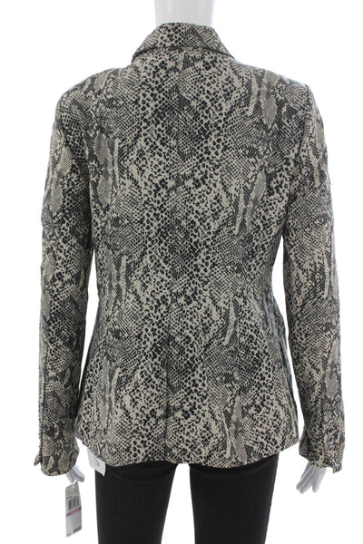 Michael Michael Kors Womens Basic Jacket Black Animal Print Size 6