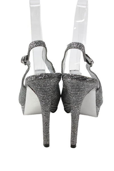 Adrianna Papell Womens Peep Toe Slingbacks Pumps Silver Size 7.5 Medium