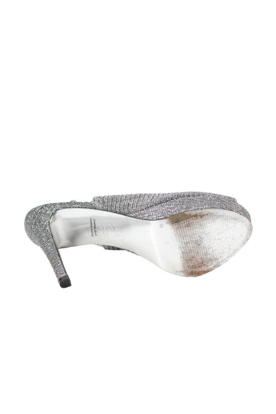 Adrianna Papell Womens Peep Toe Slingbacks Pumps Silver Size 7.5 Medium