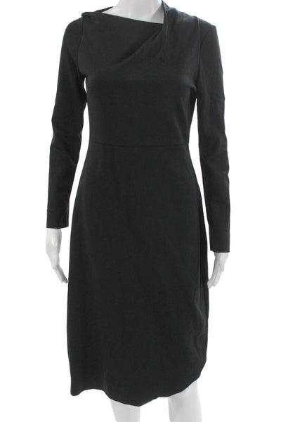 COS Womens Sheath Dress Black Cowl Neck Long Sleeve Knee Length Size S