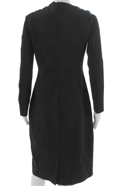 COS Womens Sheath Dress Black Cowl Neck Long Sleeve Knee Length Size S