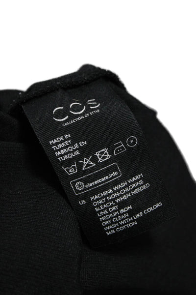 COS Womens Sheath Dress Black Cowl Neck Long Sleeve Knee Length Size S