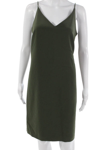 W by Worth Womens Green Slip Dress V-Neck Knee Length Sleeveless Zip Size 6