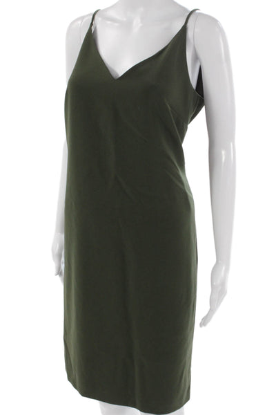 W by Worth Womens Green Slip Dress V-Neck Knee Length Sleeveless Zip Size 6