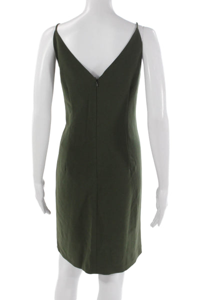 W by Worth Womens Green Slip Dress V-Neck Knee Length Sleeveless Zip Size 6