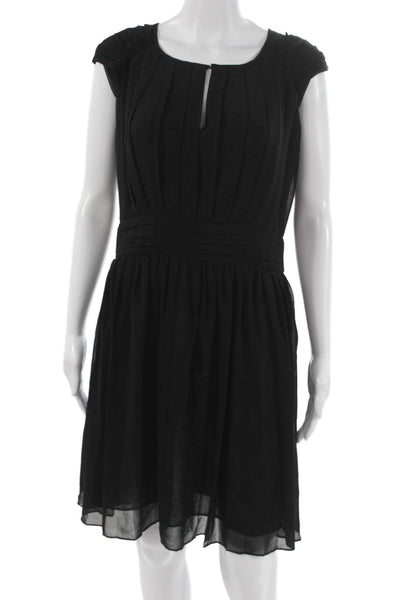 Comptoir Des Cotonniers Women Fit & Flare Dress Black Short Sleeve Size 40