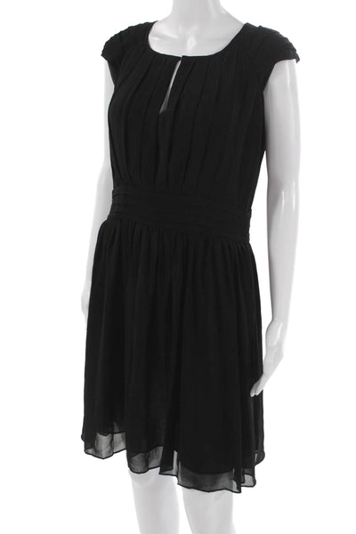 Comptoir Des Cotonniers Women Fit & Flare Dress Black Short Sleeve Size 40