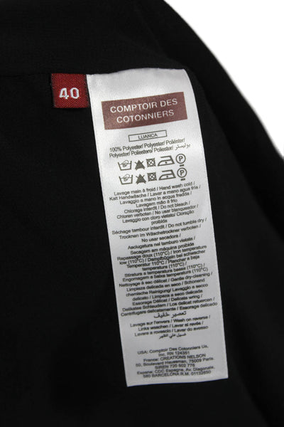 Comptoir Des Cotonniers Women Fit & Flare Dress Black Short Sleeve Size 40