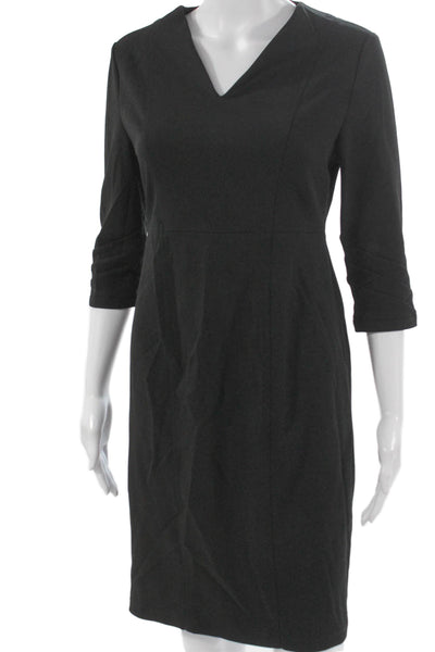 Gravitas Womens Sheath Dress Gray V Neck 3/4 Sleeve Knee Length Size S