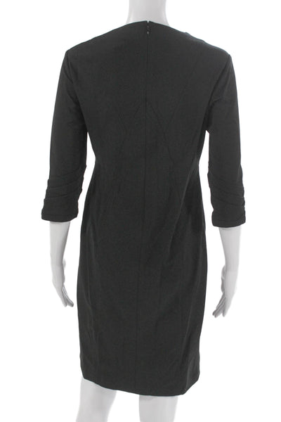 Gravitas Womens Sheath Dress Gray V Neck 3/4 Sleeve Knee Length Size S