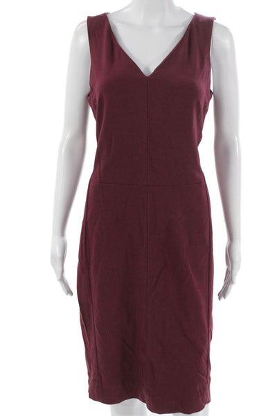 M.M. Lafleur Womens Red Sheath Dress V-Neck Sleeveless Knee Length Size 12