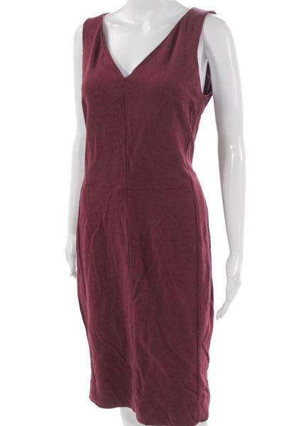 M.M. Lafleur Womens Red Sheath Dress V-Neck Sleeveless Knee Length Size 12