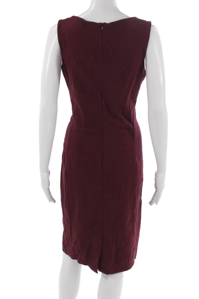 M.M. Lafleur Womens Red Sheath Dress V-Neck Sleeveless Knee Length Size 12
