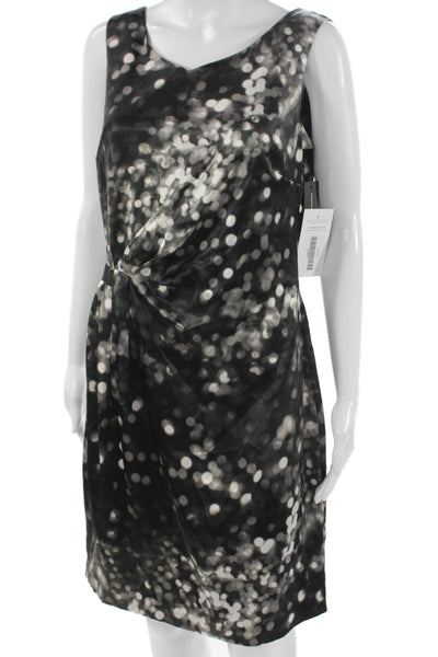 Marc New York Women Sheath Dress Black Polka Dot Sleeveless Size 8