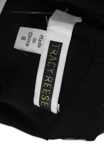 Tracy Reese Women Sheath Dress Black Silk Boat Neck 3/4 Sleeve Knee Size 8