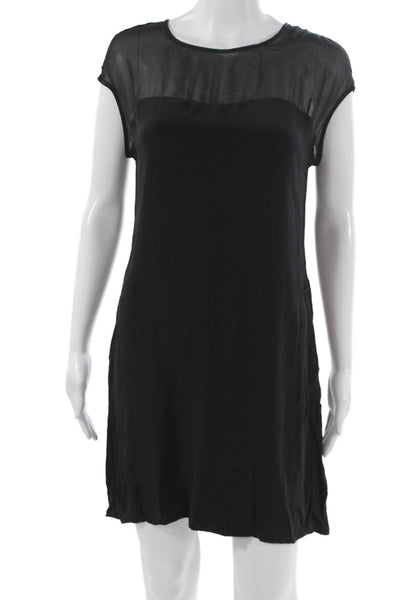 CO OP Barneys New York Women Shift Dress Black Silk Short Sleeve Size M