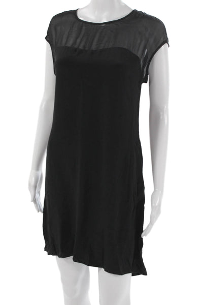 CO OP Barneys New York Women Shift Dress Black Silk Short Sleeve Size M