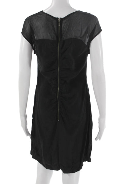 CO OP Barneys New York Women Shift Dress Black Silk Short Sleeve Size M