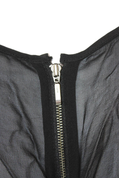 CO OP Barneys New York Women Shift Dress Black Silk Short Sleeve Size M