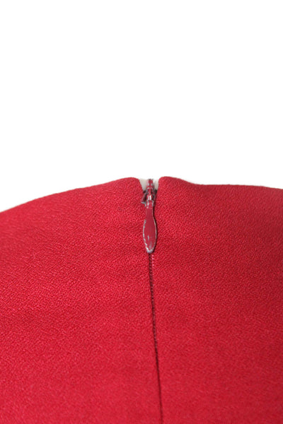 The Fold Women Tunic Blouse Red V-Neck 3/4 Sleeve Wool Blend Zip Size 8