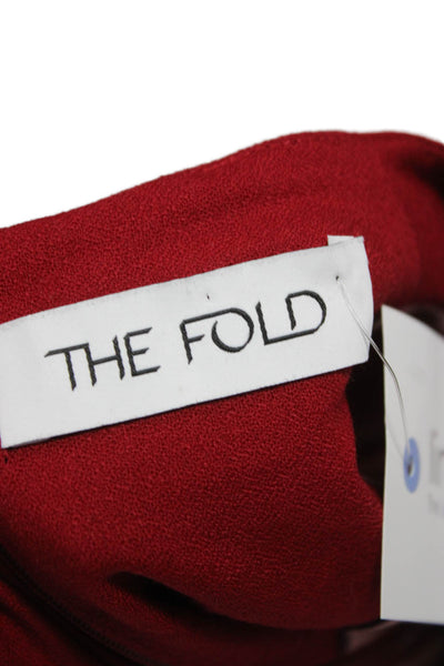 The Fold Women Tunic Blouse Red V-Neck 3/4 Sleeve Wool Blend Zip Size 8