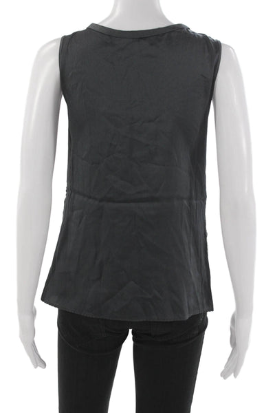 Elie Tahari Womens Silver Silk Scoop Neck Sleeveless Basic Tank Petite Size S