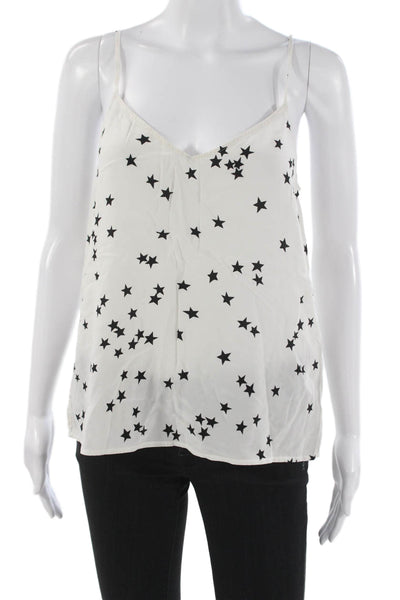 Equipment Femme Women White Silk V Neck Star Print Tank Size M
