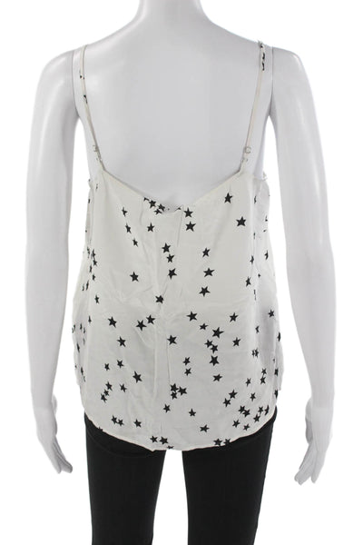 Equipment Femme Women White Silk V Neck Star Print Tank Size M