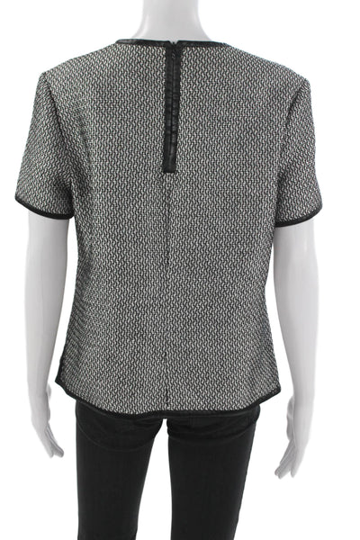 Judith & Charles Womens Black Cotton Geometric Blouse Short Sleeve Size 10