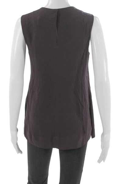 M.M. Lafleur Women Brown Sleeveless Tunic Blouse Round Neck Button Size S