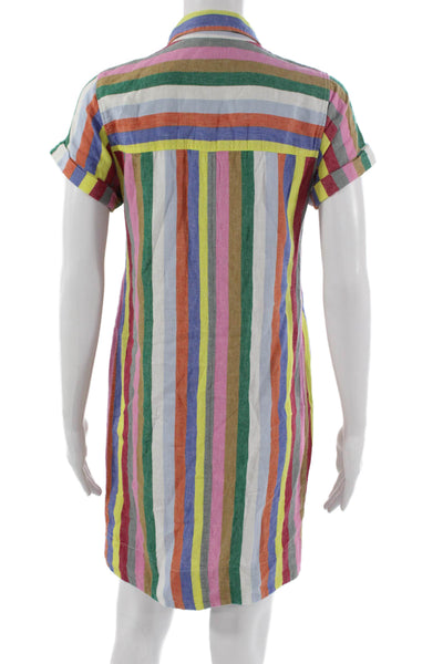 J Crew Womens Shirt Dress Multicolor Collared Short Sleeve Knee Length Size 2XS
