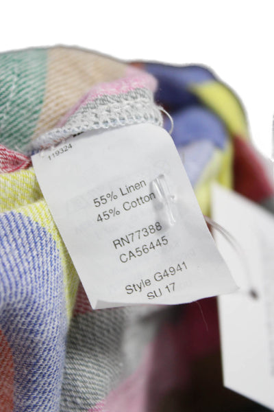J Crew Womens Shirt Dress Multicolor Collared Short Sleeve Knee Length Size 2XS