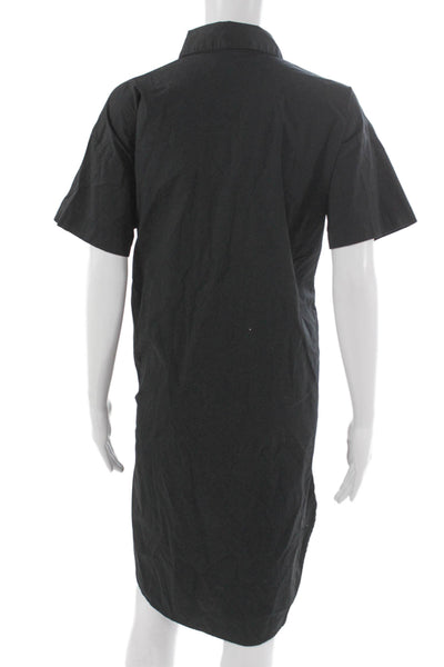 Eileen Fisher Women Shirt Dress Black Organic Cotton Short Sleeve Size XS
