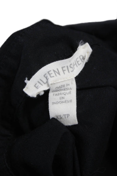 Eileen Fisher Women Shirt Dress Black Organic Cotton Short Sleeve Size XS