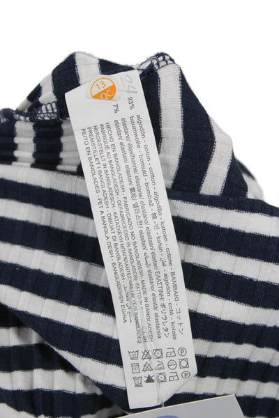 Zara Women Striped Blue Cotton Maxi Dress Scoop Neck Sleeveless Size L