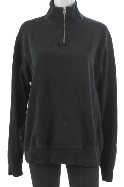 Zara Unisex Adults Pullover Sweatshirt Black Mock Neck Zip Long Sleeve Size M
