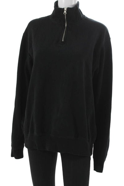 Zara Unisex Adults Pullover Sweatshirt Black Mock Neck Zip Long Sleeve Size M