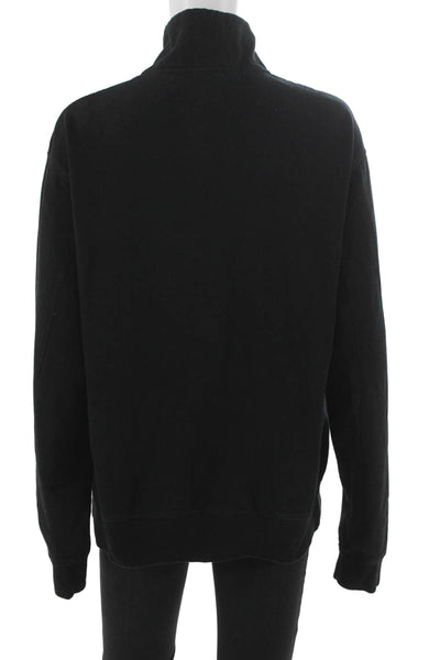 Zara Unisex Adults Pullover Sweatshirt Black Mock Neck Zip Long Sleeve Size M