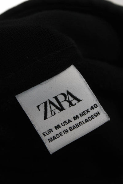 Zara Unisex Adults Pullover Sweatshirt Black Mock Neck Zip Long Sleeve Size M