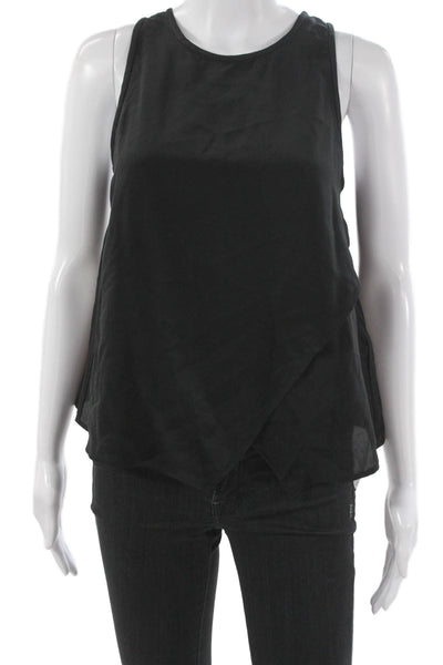 Joie Women Basic Silk Sleeveless Blouse Black Round Neck Pullover Size XS
